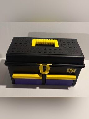 Vintage 90s Playskool Cool Tools toolbox Black and purple plastic toolbox
